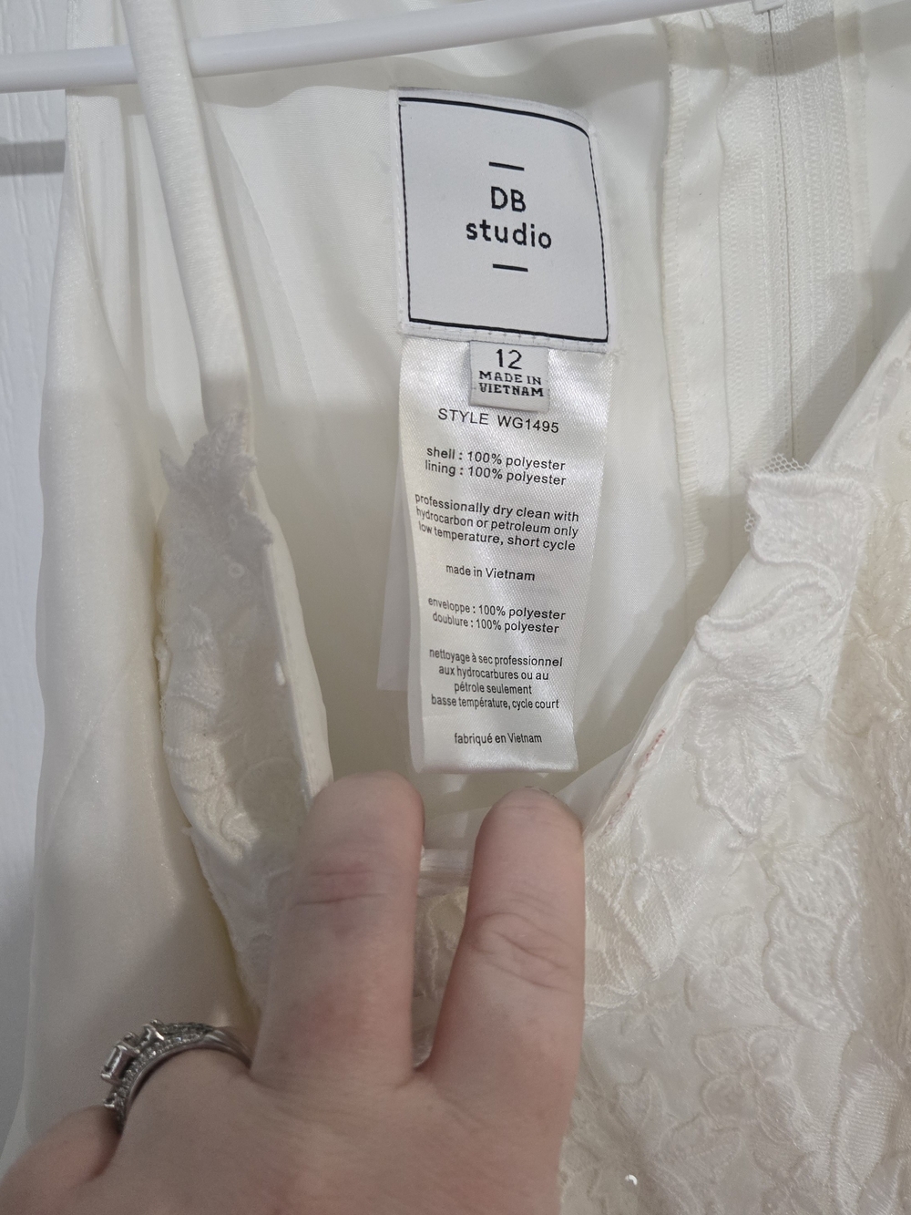 David's Bridal Ivory Flower-Embellished Spaghetti Strap Dress - Picture 4 of 5
